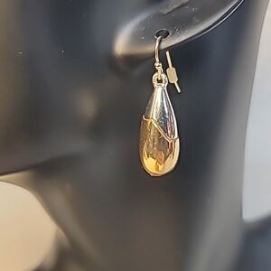 RLM Robert Lee Morris Soho Modernist Silver & Gold Tone  Drop Earrings W Crystal